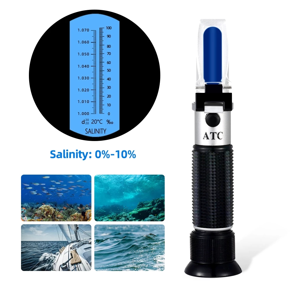 Marine Aquarium Refractometer - Salinity Refractometer 0-10% 1.000-1.070SG Optical Salometer